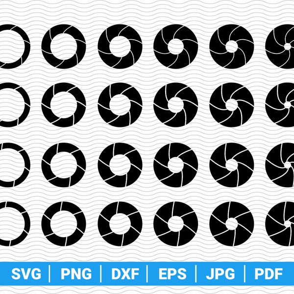 Camera Lens Aperture SVG for Cricut, Silhouette, Inkspace, ScanNCut, Instant download ZIP file: Svg, Png, Dxf, Eps, Jpg, Pdf