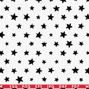 Estrellas negras SVG, patrón sin costuras, clipart digital, archivos eps, jpg, diseño vectorial de estrellas negras, descarga instantánea svg, png, dxf para Cricut