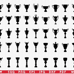 SVG Trophy cup, Black silhouette digital clipart, Files eps, jpg, Trophy cup  design vector, Instant download  svg, png, dxf  for Cricut