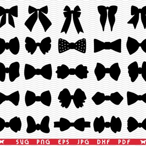 SVG Butterfly Bows, Siluetas negras clipart digital, Archivos eps, jpg, Butterfly Bows Design vector, Descarga instantánea svg, png, dxf Cricut