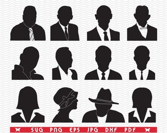 SVG Heads Avatars, Business, Silhouettes, digital clipart, Files eps, jpg, Avatars Design vector, Instant download svg, png, dxf for Cricut