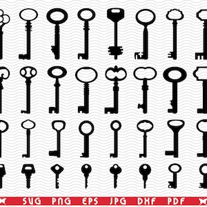 Chaves de porta SVG, silhuetas pretas, clipart digital, arquivos eps, jpg, vetor de design de chaves de porta, download instantâneo svg, png, dxf para Cricut