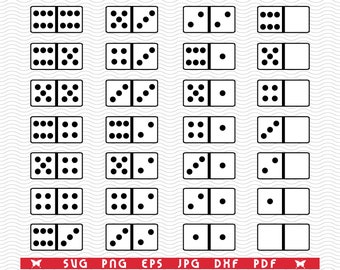 SVG Domino pieces, Symbols Silhouettes digital clipart, Files eps, jpg, Domino design vector, Instant download svg, png, dxf for Cricut