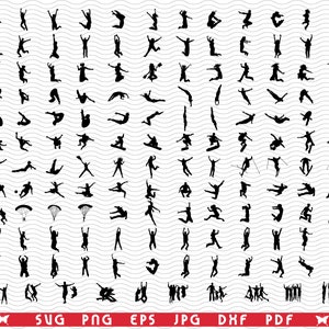 SVG Jumping, clipart numérique silhouette noire, fichiers eps, jpg, vecteur de conception Jumping, téléchargement immédiat svg, png, dxf pour Cricut