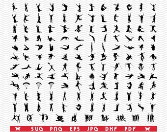 SVG Jumping, Black silhouette digital clipart, Files eps, jpg, Jumping design vector, Instant download  svg, png, dxf  for Cricut