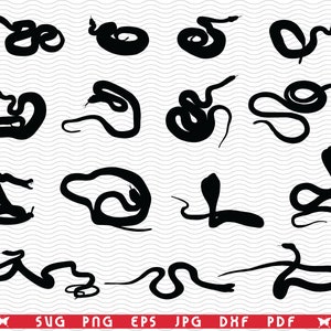 SVG-slangen, zwarte silhouetten, digitale clipart, bestanden eps, jpg, slangen, ontwerp vector, Instant download svg, png, dxf voor Cricut