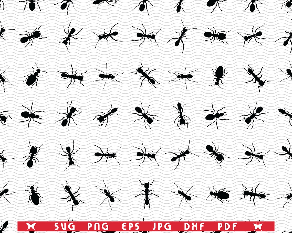 SVG Ants Black Silhouettes Seamless Wallpaper Digital Etsy UK