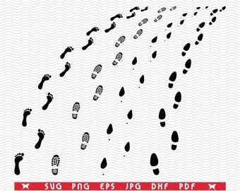 SVG Footprints, Shoe Prints, Digital clipart, Files eps, jpg, Footprints, Shoe Prints, Design, Instant download svg, png, dxf for Cricut