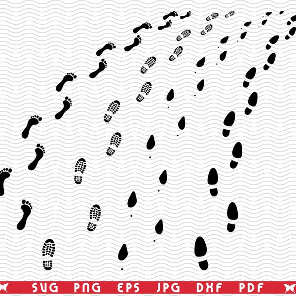 SVG Footprints, Shoe Prints, Digital clipart, Files eps, jpg, Footprints, Shoe Prints, Design, Instant download svg, png, dxf for Cricut