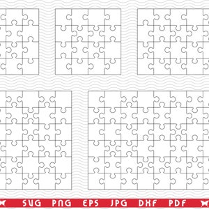 SVG weiße Puzzles, digitale Clipart der Einzelteile, Dateien eps, jpg, weiße Jigsaw Design vektor, sofortiger Download svg, png, dxf für Cricut