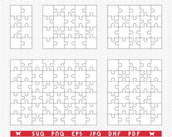 SVG White Puzzles, Separate Pieces digital clipart, Files eps, jpg, White Puzzles Design vector, Instant download svg, png, dxf for Cricut