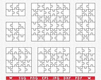 SVG White Puzzles, Separate pieces, digital clipart, Files eps, jpg, White Puzzles design vector, Instant download svg, png, dxf for Cricut