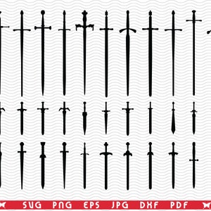 SVG, Swords, Black silhouettes , Digital clipart, Files eps, jpg, Swords design vector, Instant download svg, png, dxf for Cricut