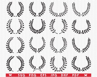 SVG, Laurel Wreaths, Black silhouettes, Digital clipart, Files eps, jpg, Laurel design vector, Instant download  svg, png, dxf  for Cricut