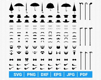SVG Gentleman Accessories, Black Silhouettes, Digital clipart, Files eps, jpg, Design vector, Instant download  svg, png, dxf  for Cricut