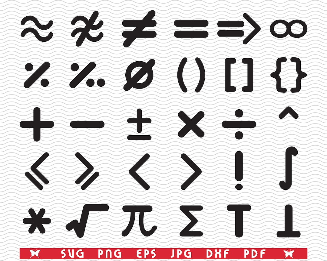 SVG Maths Symbols, Black Silhouettes, Digital Clipart, Files Eps, Jpg ...