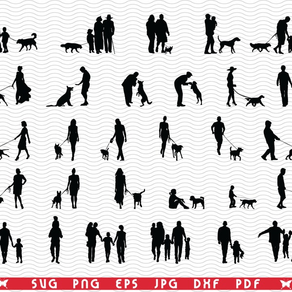 SVG, Family Dog, Black silhouettes, Digital clipart, Files eps, jpg, Family  Dog design vector, Instant download svg, png, dxf for Cricut