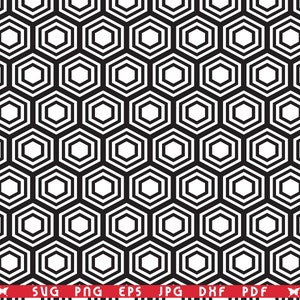 SVG zwarte zeshoeken, naadloze patroon digitale clipart, bestanden eps, jpg, zwarte zeshoeken ontwerp vector, Instant download svg, png, dxf voor Cricut