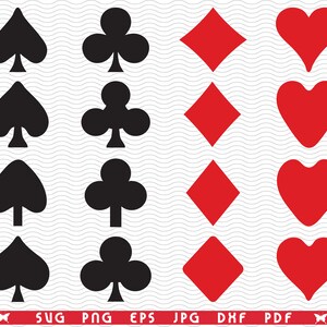 Playing Cards Symbols SVG for Cricut, Silhouette, Inkspace, ScanNCut, Instant download ZIP file: Svg, Png, Dxf, Eps, Jpg, Pdf