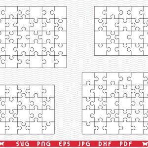 SVG White Puzzles, Separate Pieces digital clipart, Files eps, jpg, White Puzzles Design vector, Instant download svg, png, dxf for Cricut