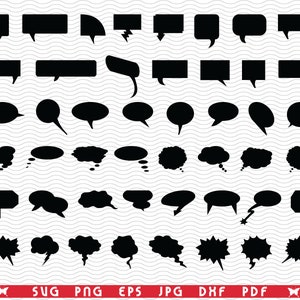 SVG Sprechblase, schwarze Silhouette, digitale Clipart, Dateien eps, jpg, Bubble Design Vektor, Sofortiger Download svg, png, dxf für Cricut