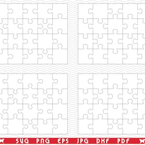 SVG White Puzzles, Separate Pieces digital clipart, Files eps, jpg, White Puzzles Design vector, Instant download svg, png, dxf for Cricut