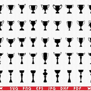 SVG Trophäen, schwarze Silhouette digitale Clipart, Dateien eps, jpg, Trophäen Symbole Design Vektor, Sofortiger Download svg, png, dxf für Cricut