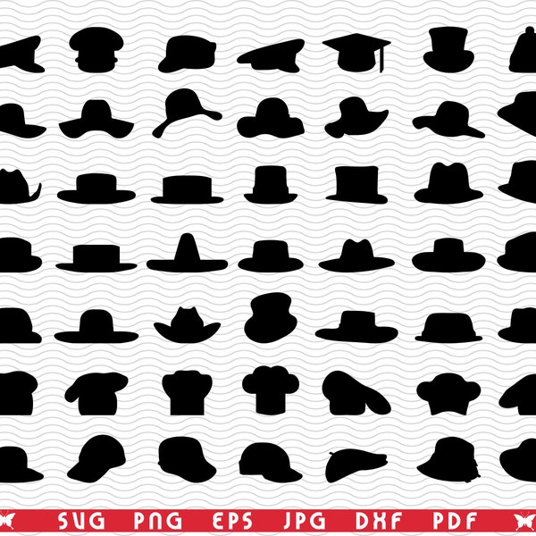 SVG  Caps Hats, Silhouettes digital clipart, Files eps, jpg, Caps Hats Design vector, Instant download svg, png, dxf for Cricut