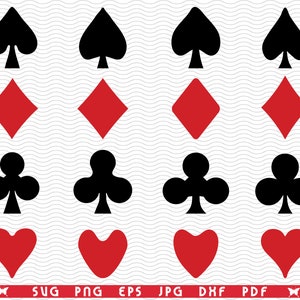 SVG Playing Card, Symbols Silhouettes digital clipart, Files eps, jpg, Playing Card design vector, Instant download svg, png, dxf for Cricut