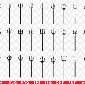 SVG Tridents, Black silhouette digital clipart, Files eps, jpg, Tridents design vector, Instant download  svg, png, dxf  for Cricut