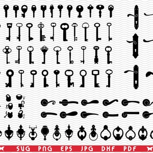 SVG Doorknob, Keys, Black silhouette, Digital clipart, Files eps, jpg, Knockerm Design vector, Instant download  svg, png, dxf  for Cricut