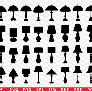 SVG Lamps Lights, Black silhouettes digital clipart, Files eps, jpg, Lamps Lights Design vector, Instant download svg, png, dxf for Cricut
