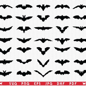 SVG Bats, Black silhouettes, Digital clipart, Files eps, jpg, Bats Tattoo design vector, Instant download  svg, png, dxf  for Cricut