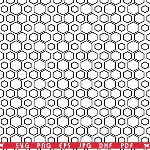 SVG witte zeshoeken, naadloze patroon digitale clipart, bestanden eps, jpg, zeshoeken ontwerp vector, Instant download svg, png, dxf voor Cricut