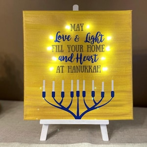 Love & Light at Hanukkah LED Canvas, Happy Hanukkah, wall decor