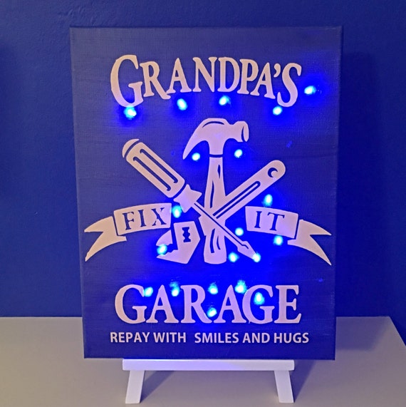Download Grandpa S Garage Led Canvas Father S Day Gift Wall Etsy