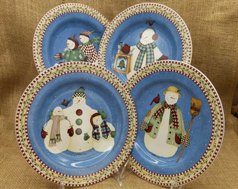 Zestaw talerzy sałatkowych Vintage Debbie Mumm Snowman: Sakura 2000