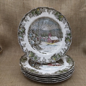 Johnson Brothers Friendly Village Dinner Plate: The Schoolhouse, Made in England