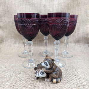 Antique Ruby Water Goblets, Cristal D&#39; Arques-Durand, Set of 5