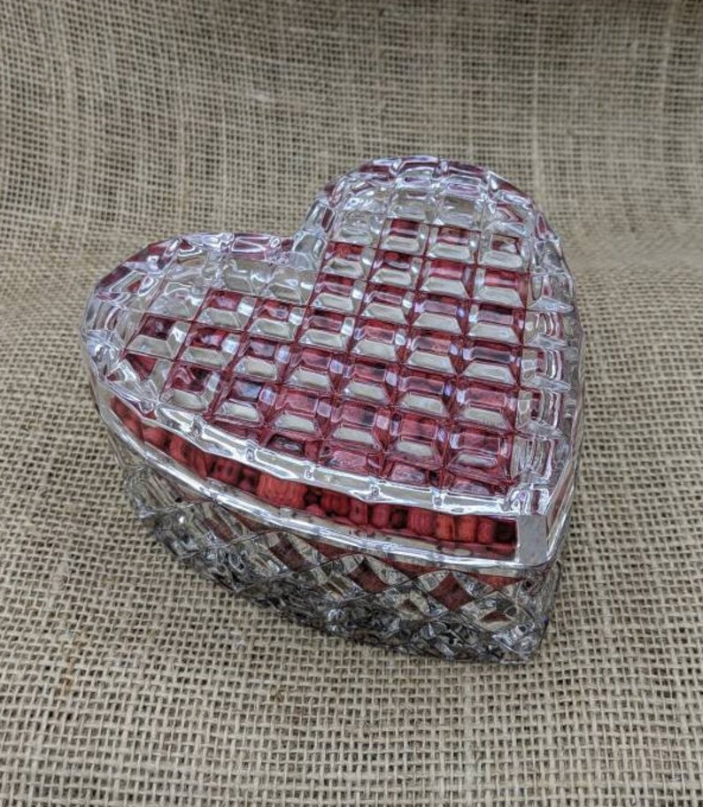 Crystal Heart Candy Dish Vintage Heart Shape Covered Dish Etsy