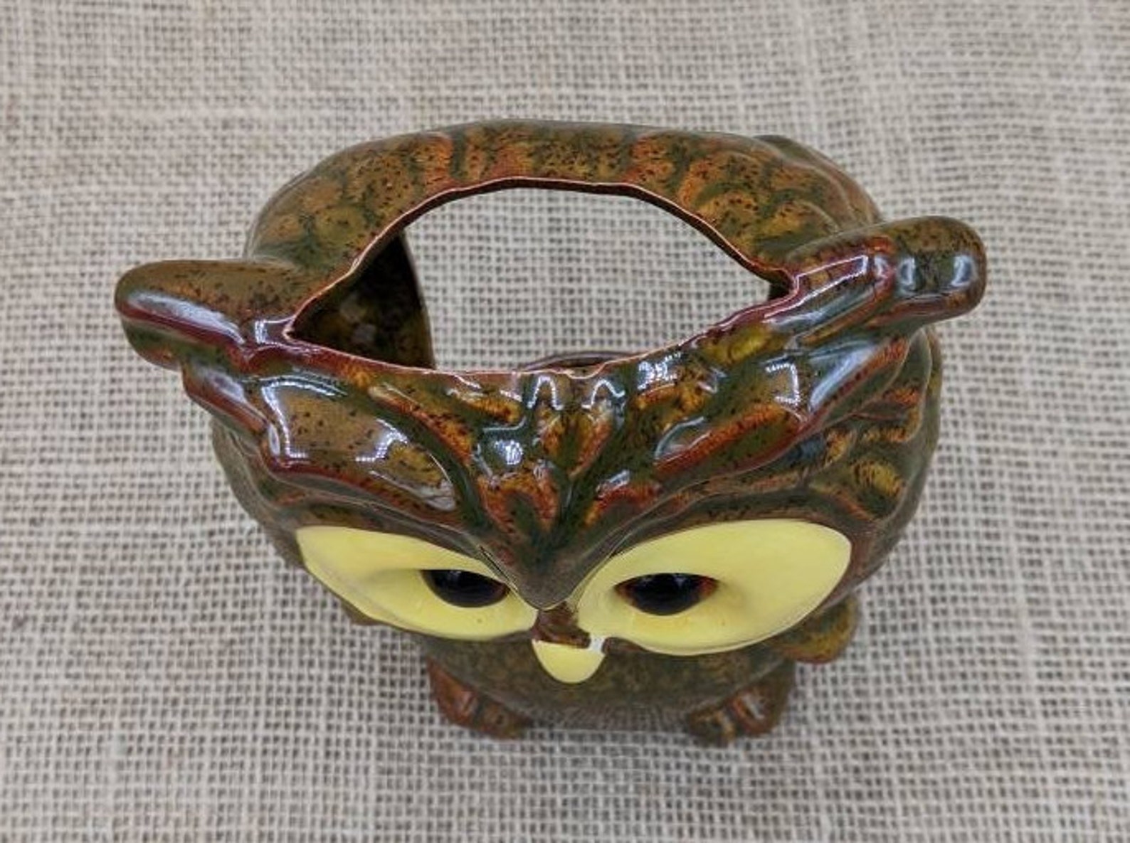 Owl Tea Light Holder Vintage BIG Eyed Brown Owl Candle Holder Etsy
