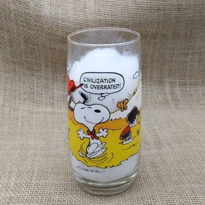 Camp Snoopy McDonalds Glass, Snoopy &#39;Civilization is Overrated&#39;