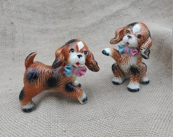 コッカースパニエルの置物、ヴィンテージの陶器の犬のペア - Etsy 日本