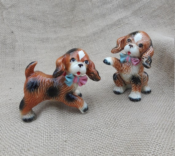 コッカースパニエルの置物、ヴィンテージの陶器の犬のペア - Etsy 日本