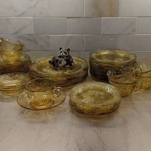 Amber Sharon Cabbage Rose, Federal Glass, Vintage AMBER Depression Glass Dishes -- Individual Replacement Pieces