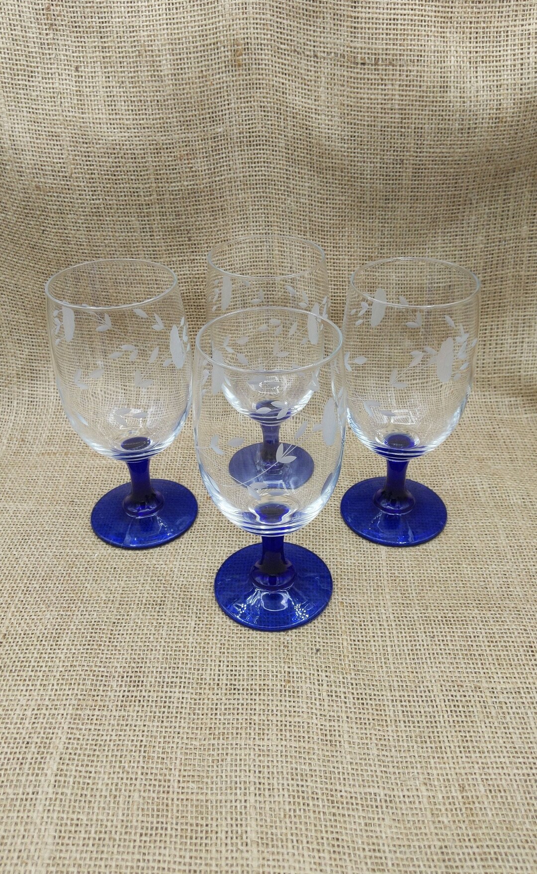Blue Stem Etched Iced Tea Glasses Heritage by Princess House Etsy