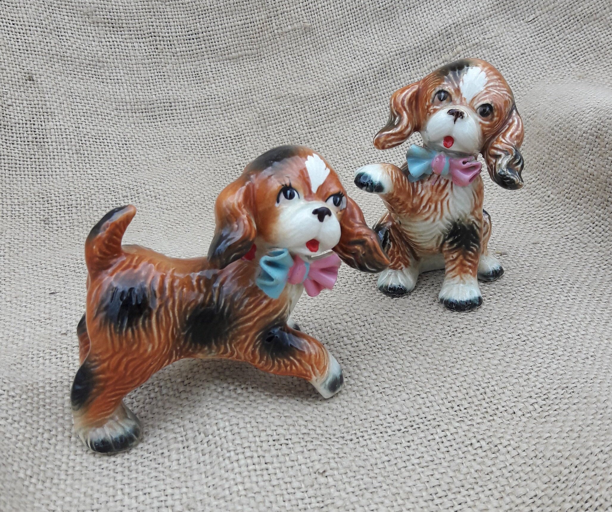 コッカースパニエルの置物、ヴィンテージの陶器の犬のペア - Etsy 日本