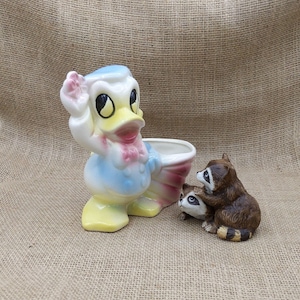 Donald Duck Planter,  Vintage Walt Disney Merchandise, Ceramic Planter Vase, Donald Duck Leaning on Flower Pot