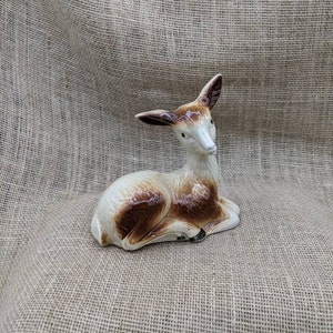 Lying Deer Figurine, Doe Fawn Ceramic Figurine, Made in Brazil