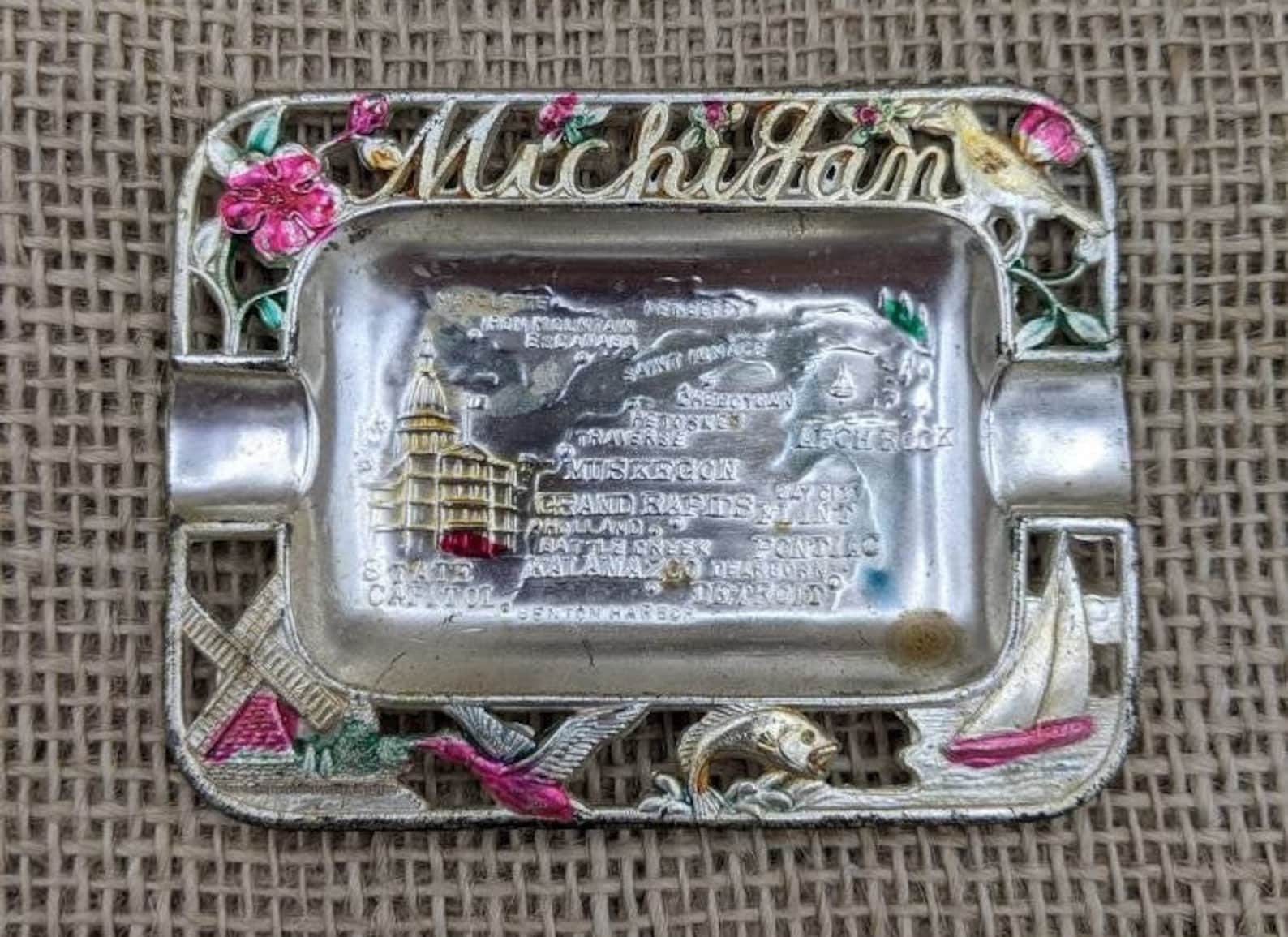 Michigan Souvenir Ashtray Vintage Metal Ashtray Made in Etsy